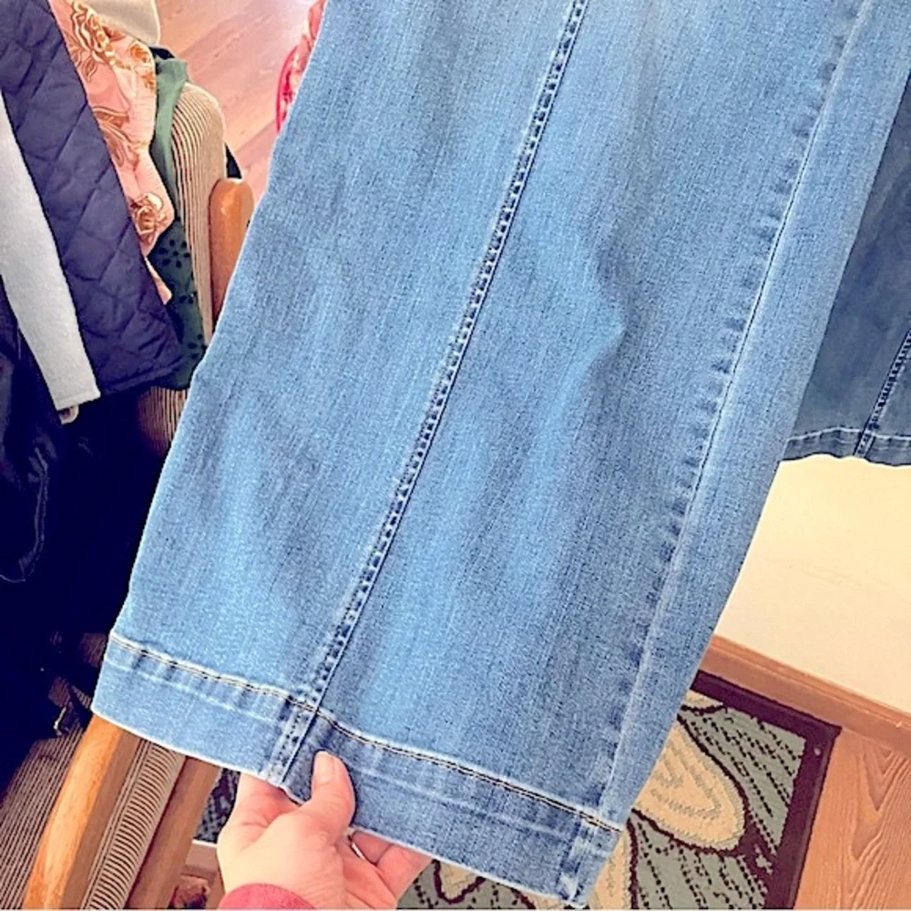 SPANX Shape Plus Size EveryWear Seamed-Front Wide Leg Cotton Denim Jeans Size 1X